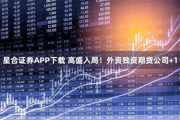 星合证券APP下载 高盛入局！外资独资期货公司+1