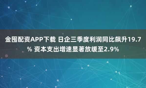 金囤配资APP下载 日企三季度利润同比飙升19.7% 资本支出增速显著放缓至2.9%